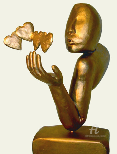 Sculpture titled "Sculpture "Baiser s…" by Sarcie, Original Artwork, Terra cotta