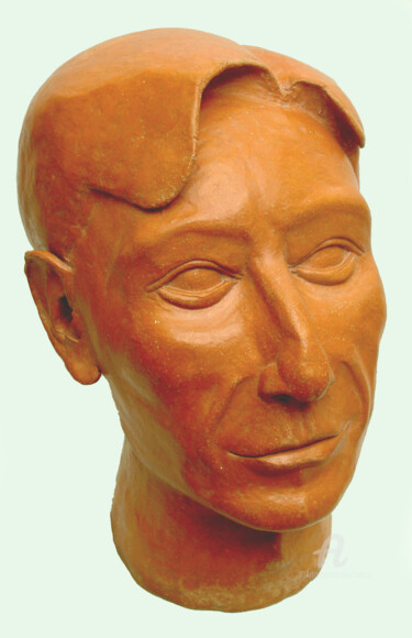 Scultura intitolato "Sculpture "Tête d'h…" da Sarcie, Opera d'arte originale, Terracotta