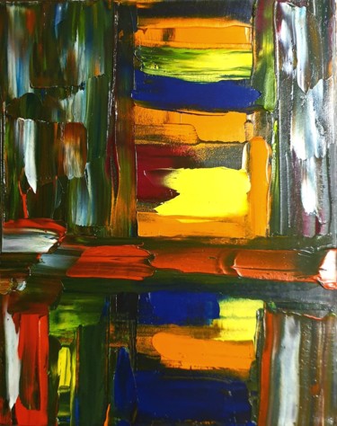Painting titled "Behind the colors" by Fatima Sardinha, Original Artwork, Oil Mounted on Wood Stretcher frame