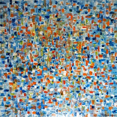 Schilderij getiteld "Blue Sky" door Fatima Sardinha, Origineel Kunstwerk, Olie Gemonteerd op Frame voor houten brancard