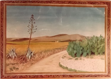 Painting titled "paesaggio con agave…" by Angelo Sara, Original Artwork