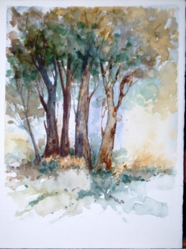 Painting titled "alberi" by Angelo Sara, Original Artwork