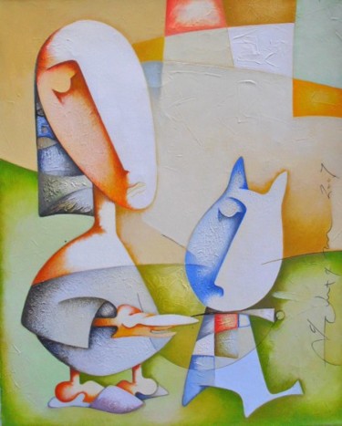 Peinture intitulée "The Players" par Sargis Zakarjan, Œuvre d'art originale, Acrylique