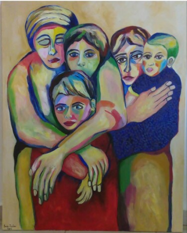 Painting titled "Origins and roots" by Saria Ghanem, Original Artwork, Acrylic Mounted on Wood Stretcher frame