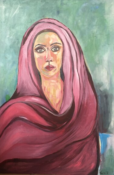 Peinture intitulée "Mysterious woman" par Saria Ghanem, Œuvre d'art originale, Acrylique Monté sur Châssis en bois