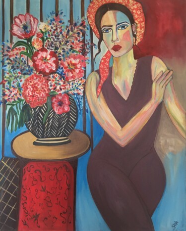 Painting titled "Dreamer" by Saria Ghanem, Original Artwork, Acrylic Mounted on Wood Stretcher frame
