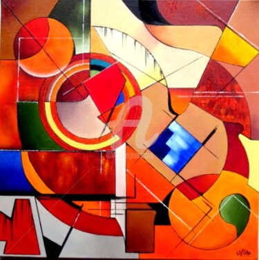 Peinture intitulée "Géométrie" par Sarian, Œuvre d'art originale, Huile