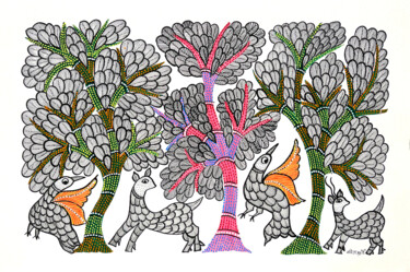 Malerei mit dem Titel "Tree Of Life 5" von Sarita Dhurvey, Original-Kunstwerk, Acryl