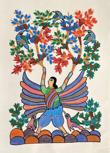 Pintura intitulada "Tree Of Life 6" por Sarita Dhurvey, Obras de arte originais, Acrílico