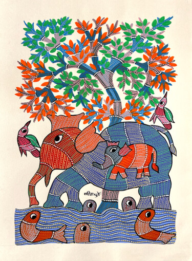 Malerei mit dem Titel "Tree Of Life .2" von Sarita Dhurvey, Original-Kunstwerk, Acryl