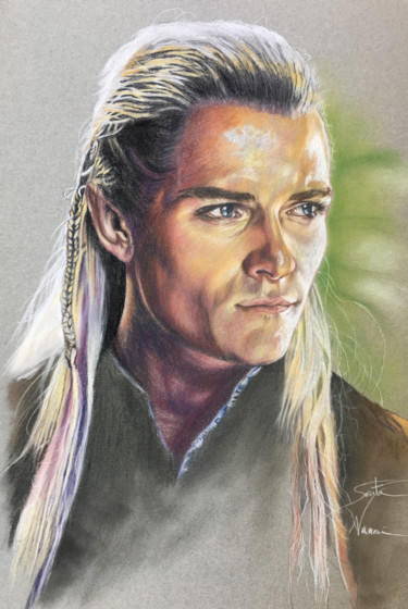 Dessin intitulée "Legolas" par Sarita Nanni, Œuvre d'art originale, Conté