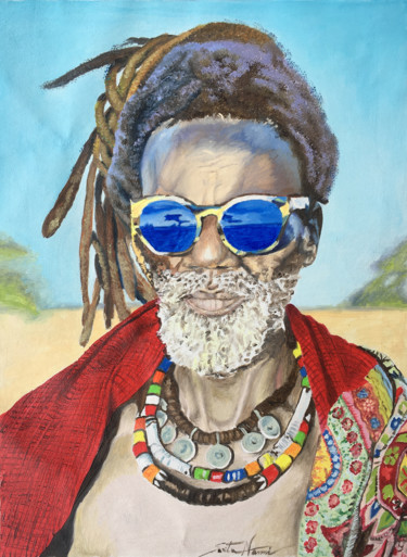 「Rasta man」というタイトルの絵画 Sarita Nanniによって, オリジナルのアートワーク, オイル