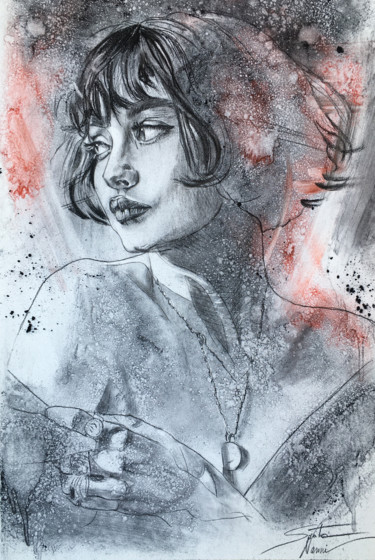 Рисунок под названием "Taylor LaShae" - Sarita Nanni, Подлинное произведение искусства, Древесный уголь
