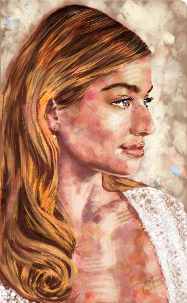 Digitale Kunst mit dem Titel "Woman profile" von Sarita Nanni, Original-Kunstwerk, Digitale Malerei