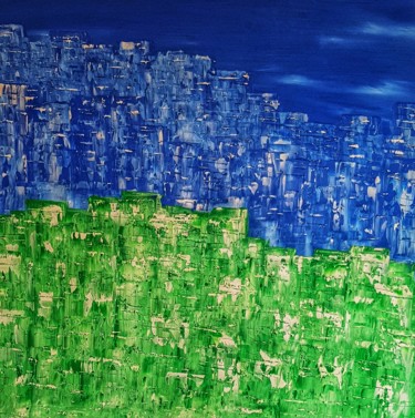 Картина под названием "Snowy city" - Raimundas Sarka, Подлинное произведение искусства, Масло