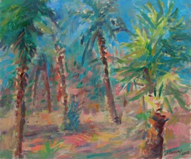 Painting titled "In the Palm garden" by Sarmite Caune, Original Artwork