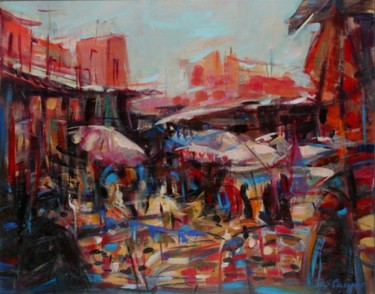 Painting titled "Market" by Sarmite Caune, Original Artwork
