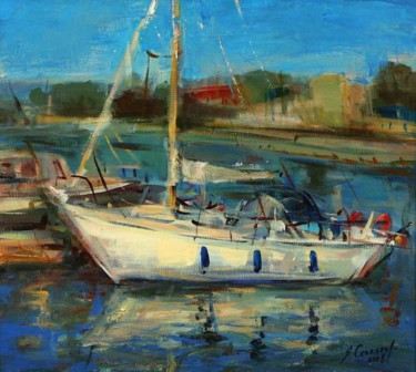 Painting titled "Awaiting Wind" by Sarmite Caune, Original Artwork