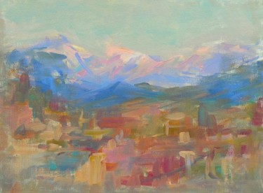 Painting titled "View to the mountai…" by Sarmite Caune, Original Artwork