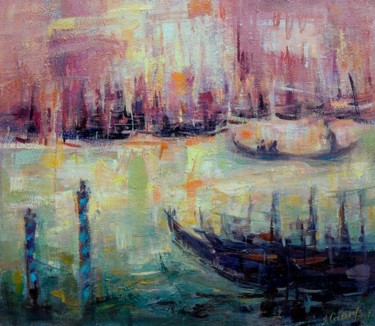 Painting titled "Night in Venice" by Sarmite Caune, Original Artwork