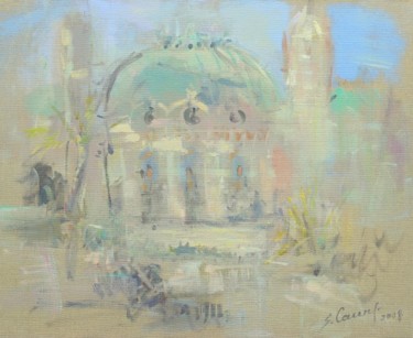 Painting titled "Monte Carlo casino" by Sarmite Caune, Original Artwork