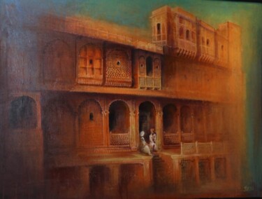 Painting titled "Patwahon-Ki-Haveli,…" by Sarnjit Singh, Original Artwork, Acrylic