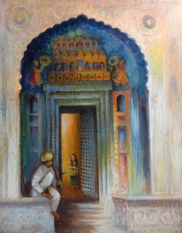 Schilderij getiteld "Nawalgarh....Shekha…" door Sarnjit Singh, Origineel Kunstwerk, Acryl