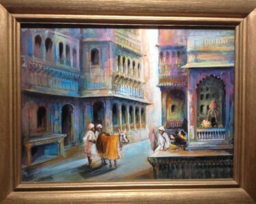 Painting titled "Nathdwara" by Sarnjit Singh, Original Artwork, Acrylic
