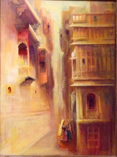 Malerei mit dem Titel "Jaisalmer charisma" von Sarnjit Singh, Original-Kunstwerk, Acryl