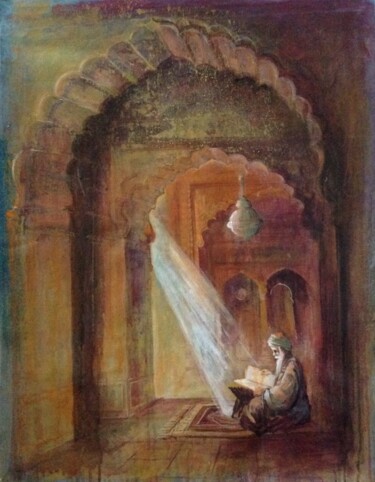 Painting titled "Sombre shrine" by Sarnjit Singh, Original Artwork, Acrylic