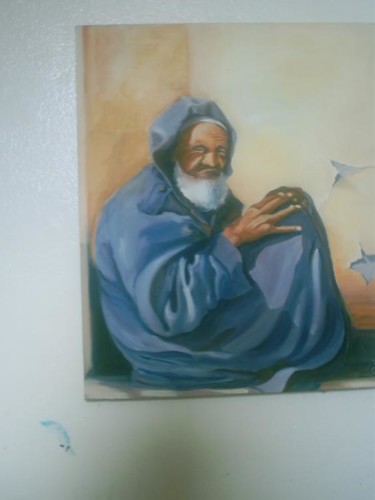 Pintura intitulada "viellard à essaouira" por Med Talagoud, Obras de arte originais