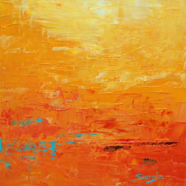 Painting titled "1287-19Q  Warm Yell…" by Saroja, Original Artwork, Oil Mounted on Wood Panel