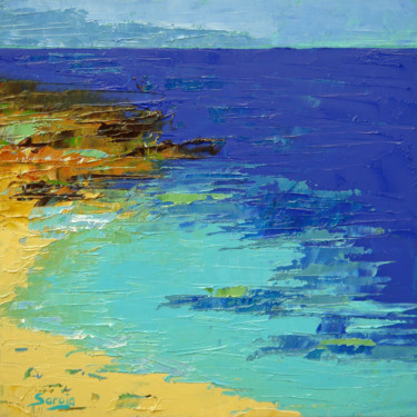 Painting titled "1196-19Q blue sea (…" by Saroja, Original Artwork, Oil