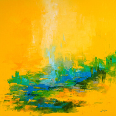Pintura titulada "1055-70Q Yellow Ope…" por Saroja, Obra de arte original, Oleo Montado en Bastidor de camilla de madera