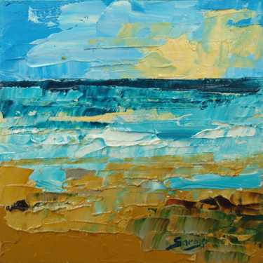 Painting titled "1191-10Q Costa Vice…" by Saroja, Original Artwork, Oil Mounted on Wood Panel