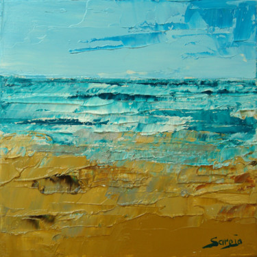 Painting titled "1192-10Q Costa Vice…" by Saroja, Original Artwork, Oil Mounted on Wood Panel