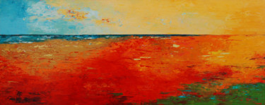 Painting titled "1234-40MM Seascape…" by Saroja, Original Artwork, Oil Mounted on Wood Panel