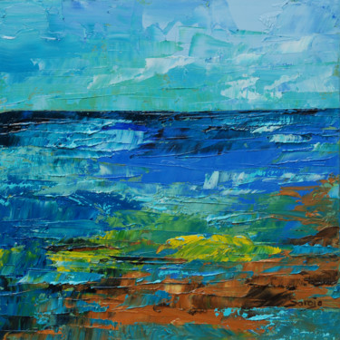 Painting titled "1237-19Q Seascape B…" by Saroja, Original Artwork, Oil Mounted on Wood Panel