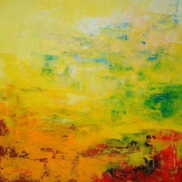 Pittura intitolato "Yellow Abstract (71…" da Saroja, Opera d'arte originale, Olio