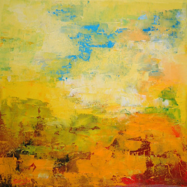 Painting titled "Yellow Abstract (71…" by Saroja, Original Artwork, Oil