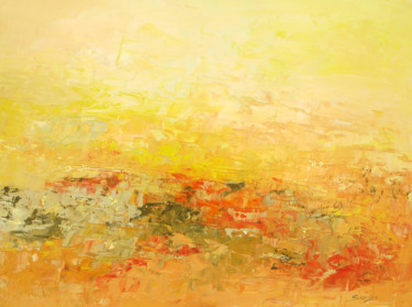 Painting titled "Landscape Salmon (1…" by Saroja, Original Artwork, Oil Mounted on Wood Panel