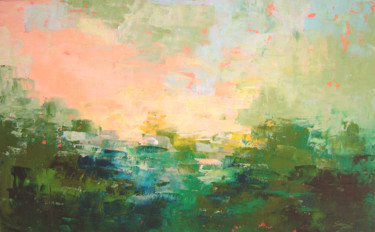 Painting titled "Green Landscape (91…" by Saroja, Original Artwork, Oil