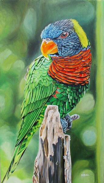 Peinture intitulée "Папуга" par Sarovska, Œuvre d'art originale, Huile