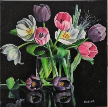 Картина под названием "тюльпани" - Sarovska, Подлинное произведение искусства, Масло