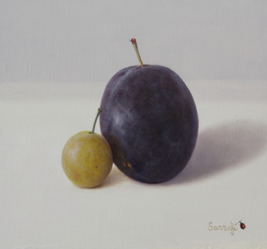 Painting titled "Prune et mirabelle" by Reza Sarrafi, Original Artwork, Oil