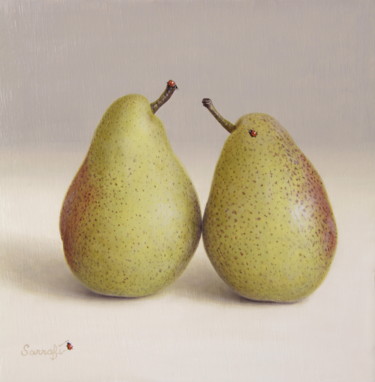 Peinture intitulée "Un couple de poire" par Abdolreza Sarrafi, Œuvre d'art originale, Huile