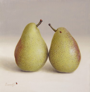 Painting titled "Un couple de poire" by Abdolreza Sarrafi, Original Artwork, Oil