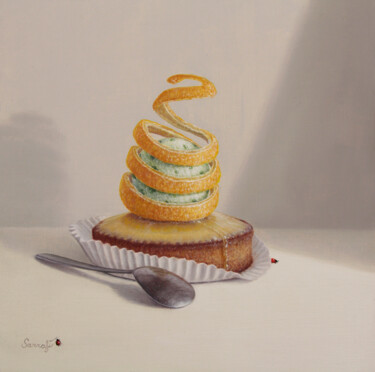 Duo tartre aux citron et glace de citron vert dans son écrin Peinture intitulée "Duo tartre aux citr…" par Sarrafi, Œuvre d'art originale, Huile
