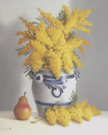 Peinture intitulée "Le bouquet de mimos…" par Abdolreza Sarrafi, Œuvre d'art originale, Huile