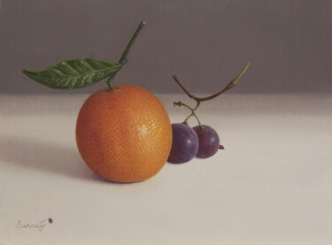 Malerei mit dem Titel "La mandarine et les…" von Abdolreza Sarrafi, Original-Kunstwerk, Öl